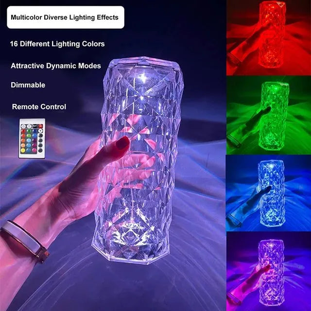 Rechargeable Rose Diamond Table Lamp with Wireless Remote