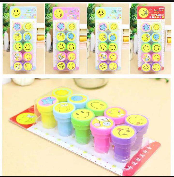Pack of 10 - Cute Emoji Stamp Set Kids Arts 🤩