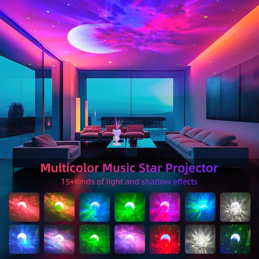 Astronaut Galaxy Star Projector Lamp with Built-in Bluetooth Speaker &amp; Remote Control