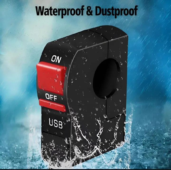 Universal Motorcycle Handlebar Switch with USB Port 5V 2A